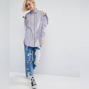 Asos Tie Shoulder Button Up Shirt